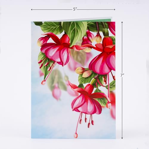POPWOW Hummingbird 3D Pop Up Card with Fuchsia Flowers - 5x7 Inch