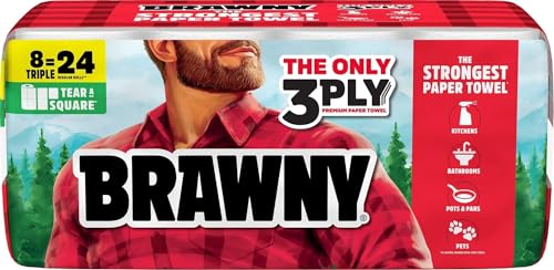 Brawny 3-Ply Tear-A-Square Paper Towels - 8 Triple Rolls