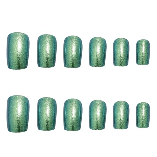 St. Patrick's Day Press on Nails Medium Square Green Glitter False Nails Kit