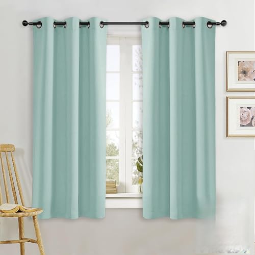 NICETOWN Aqua Blue Blackout Curtain Panel, 34" x 63", Thermal Insulated