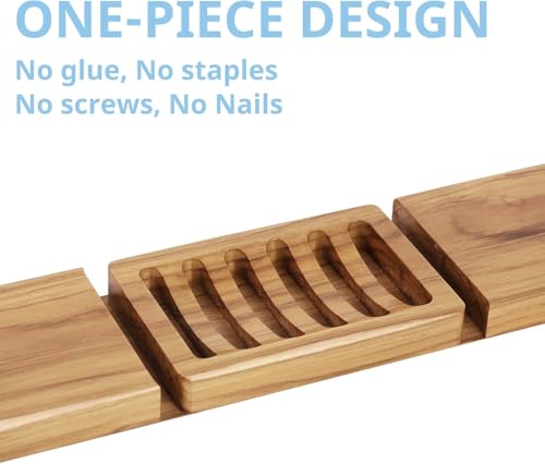 Teak Wood Slotted Soap Holder - 1pc Non-Slip Design for Kitchen Sink