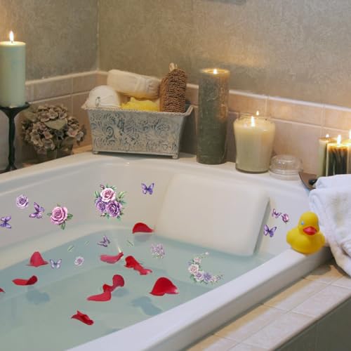 MOROBOR Anti-Slip Bathtub Stickers - 6PCS Purple Butterfly Decals
