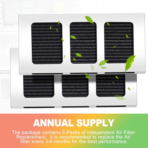 ZukoCert Refrigerator Air Filter 6 Pack - Compatible with Frigidaire Pure Air Ultra 2 & Electrolux 242047805