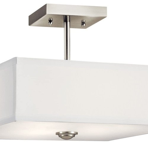Kichler Lighting Shailene 14" 3 Light Square Semi Flush with Satin Etched White Diffuser and White Microfiber Shade in Olde Bronze