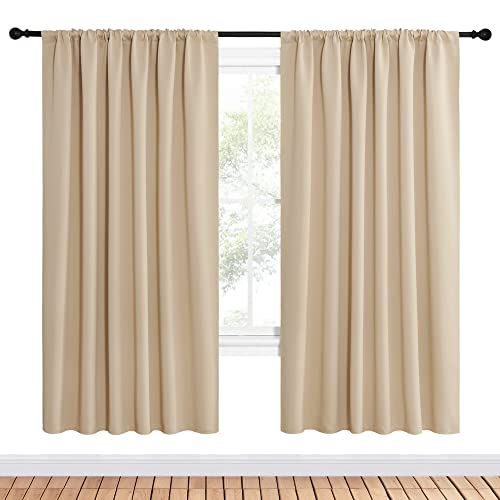 NICETOWN Room Darkening Curtains, Thermal Insulated Drapes - 62x72, Biscotti
