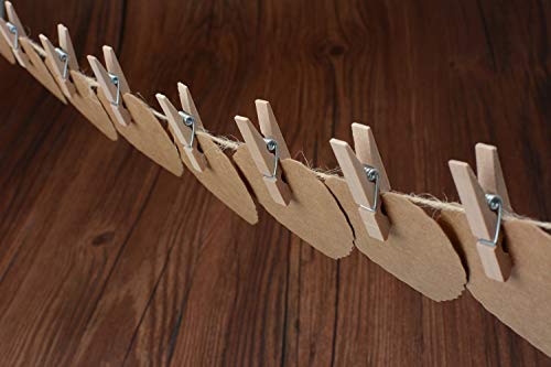 Natural Wooden Clothespins 1.38 Inch - 100 Pack Mini Photo Clips with Jute Twine