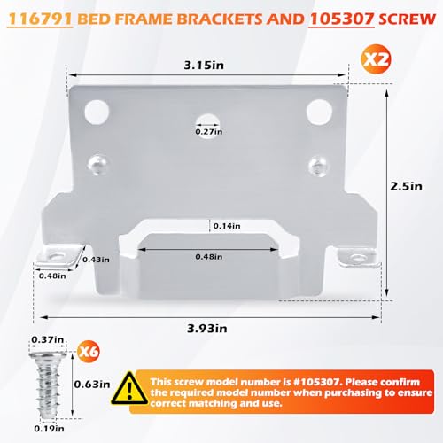 IKEA Bed Frame Mounting Plates Replacement Parts - 2 Plates & 6 Screws
