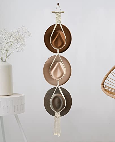 Bohemian Hat Rack for Wall - Hand-Woven Cotton Organizer