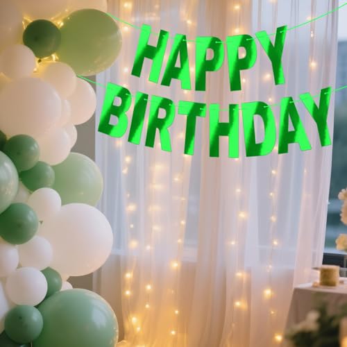 Shiny Green Happy Birthday Banner DIY Garland Wall Hanging Sign
