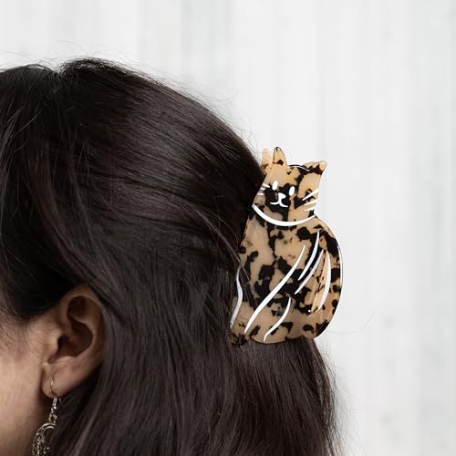 Pearhead Cat Hair Claw Clip - Tortoise Shell Cat Barrette