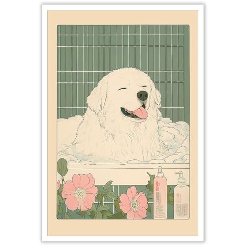 Great Pyrenees Dog Wall Art Japanese Minimalist Canvas Poster 8x12