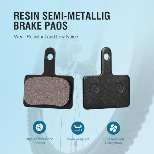 4 Pairs Bike Brake Pads, Disc Brake Pads (Resin,Semi-Metallic) for Mountain Bike Disc Brakes, Bicycle Brake Pads Compatible with TRP Tektro Shimano Deore Br Ebike Brake Pads
