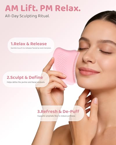 Silicone Lymphatic Face Sculpting Brushes, 2 Pcs - Facial Contour & Drainage Massage Tools