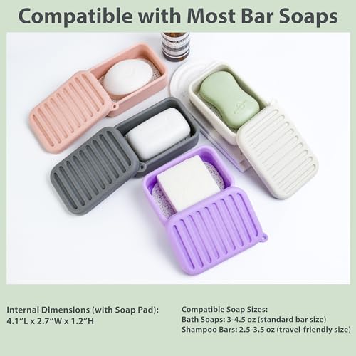 MtBoi Leakproof Silicone Travel Soap Case with Drainage - Deep-Gray