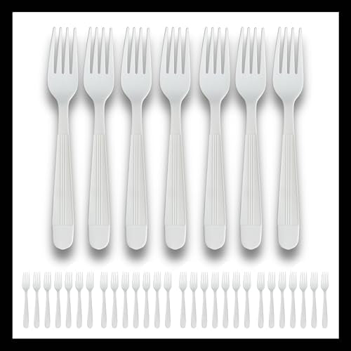 Heavy-Duty Plastic Forks - 25 Pack Disposable Utensils