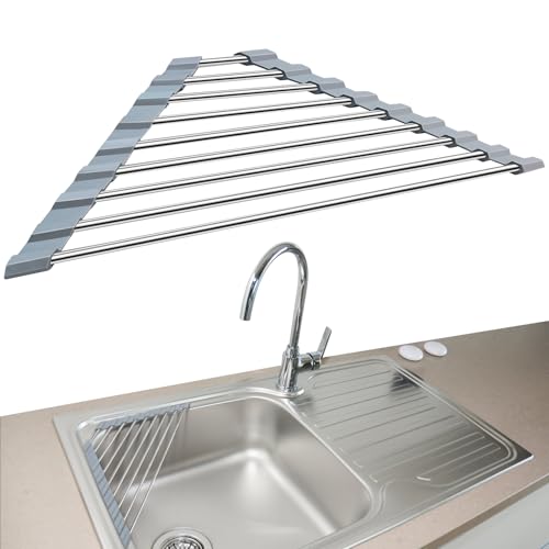 Triangle Dish Drying Rack | 304 Stainless Steel, Foldable Sink Organizer