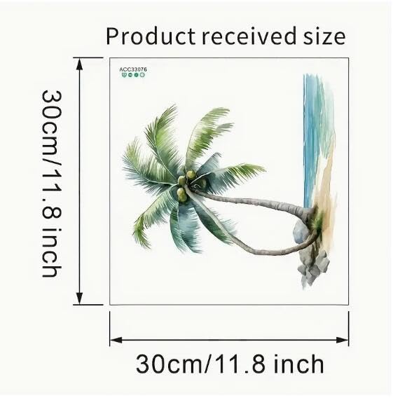 Tropical Beach Palm Tree Toilet Seat Decals - Waterproof Floral Design