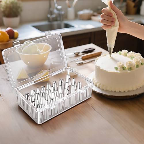 Vowcarol 42-Peg Piping Tip Storage Box - Stackable Cake Decorating Organizer