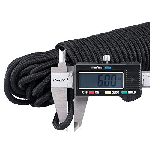 jijAcraft 30M Black Nylon Rope - Heavy Duty Twisted Cord for Camping & Garden