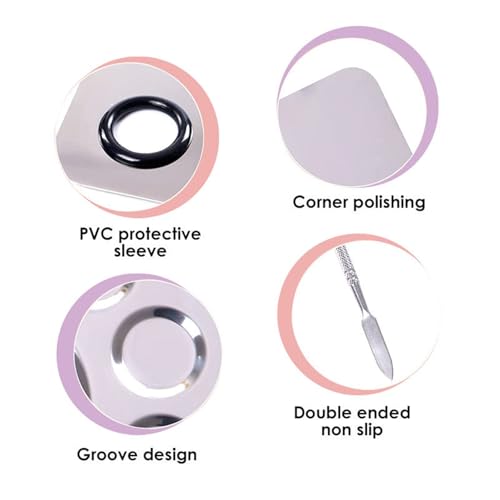 Stainless Steel Makeup Mixing Palette and Spatula Set for Cosmetics