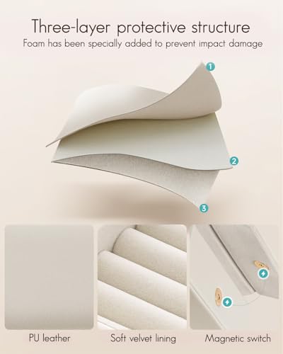 VLANDO Vegan Leather Travel Jewelry Case - Mini Cream White Organizer
