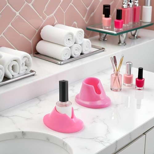 Pink Rubber Nail Polish Holder Anti-Spill Stand 2Pcs