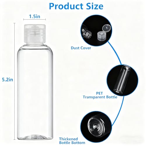 TSA Approved Travel Bottles 4 Pack 3.4 Oz Leak Proof Containers