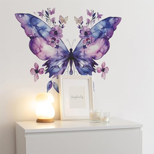 TUOKING Purple Butterfly Wall Stickers - Removable PVC Decals for Home Decor, E89