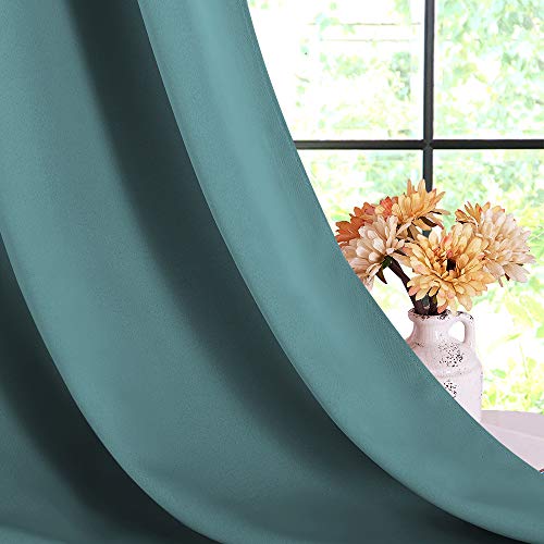 NICETOWN Blackout Curtains, Sea Teal 34"W x 40"L Grommet Drapes (Set of 2)