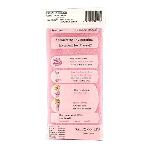 Salux Nylon Japanese Bath Wash Cloth - Pink
