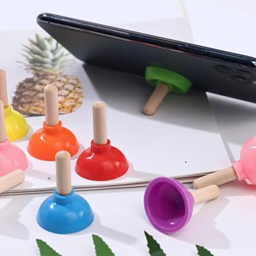 Mini Toilet Plunger Phone Holder Stand - 6-Piece Colorful Set