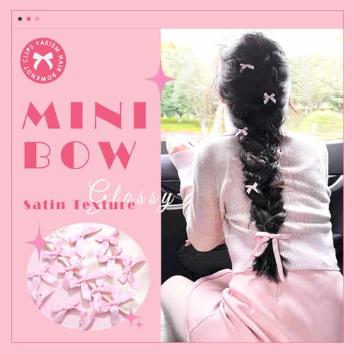 30PCS Pink Satin Bow Hair Clips Mini Bowknot Barrettes for Women Girls