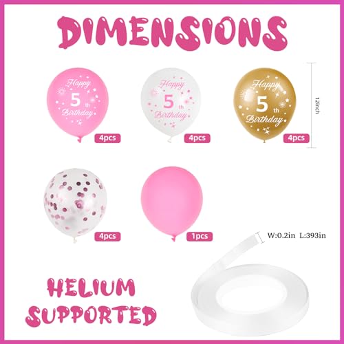 13th Birthday Balloons Kit - Pink & Gold Sweet 13 Party Decorations, 16pcs