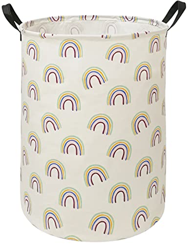 Round Candy Color Rainbow Collapsible Kids Laundry Basket