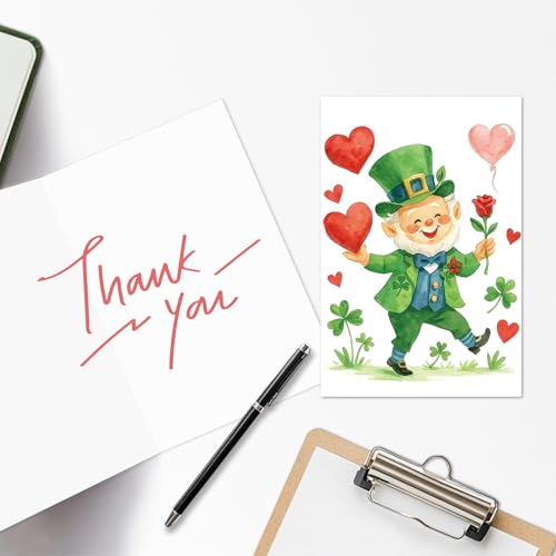 St. Patrick's Day Greeting Cards Assorted Retro Green Blank Notes with Envelopes
