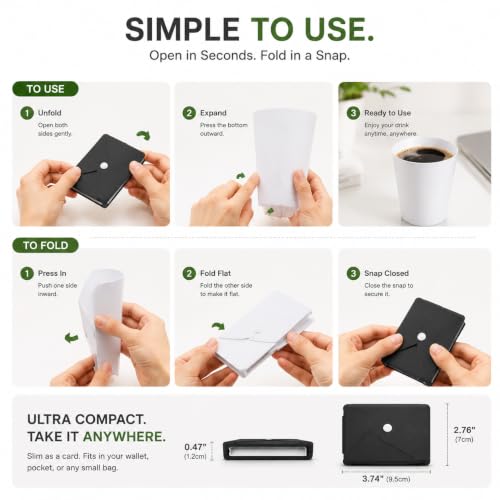 Collapsible Silicone Travel Cup - Wallet Size, BPA Free, Lightweight