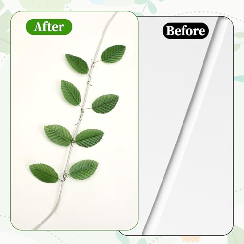 200 Pcs Artificial Wired Green Leaves for DIY Floral Crafts & Weddings