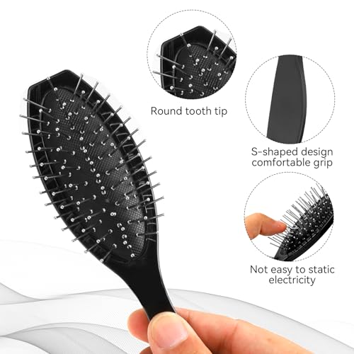 Mozeat Lens Stainless Steel Wig Brush 2 Pack Wire Cushion Comb for Synthetic Hair and Extensions, Black