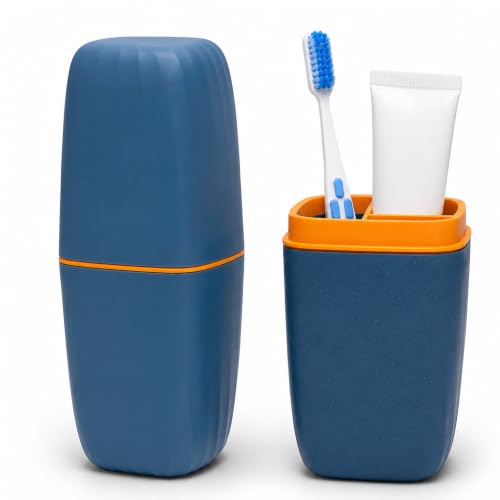 Portable Toothbrush Travel Case with Rinse Cup - 2-in-1 Oral Care Holder