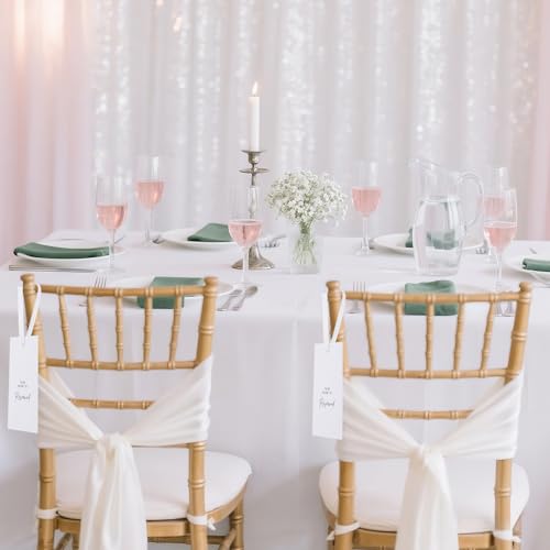 Reserved Seating Chair Signs - 12pcs White Wedding Decor with Ribbons
