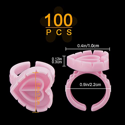 Beauty Junko Pro 100PCS Heart Lash Glue Rings for Volume Eyelash Extensions