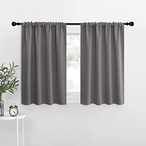 NICETOWN Grey Blackout Curtains, 34" x 36" - 2 Panels for Bedroom