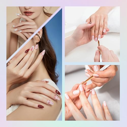 SruidyLady Nail Art Brush Set - 6 Piece Flat, Oval, Angled Gel Brushes