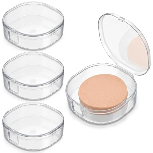 4-Pack Clear Cotton Pad Holder for Makeup & Skincare Storage