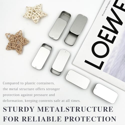 Slide-Top Aluminum Tin Containers 6-Pack - Mini Metal Boxes for Lip Balm and Small Items