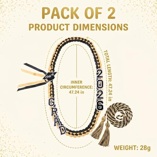 2-Pack Graduation Leis Class of 2026 - Double Layer Ribbon Flower Garland