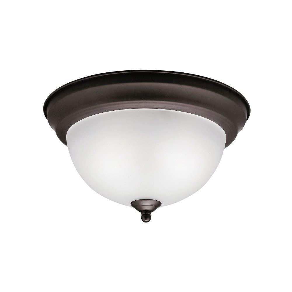 Kichler 2-Light Flush Mount in a Chrome Finish with Clear Satin Etched Glass for Dining Room, Kitchen, Living Room and Hallway, (14" W x 6" H), 8112CH