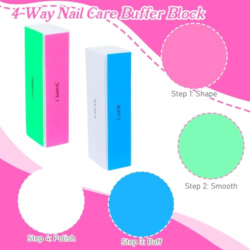 Dopenspi 4-Way Nail Buffer Block Set, 6-Pack Multi-Grit Sponge Files