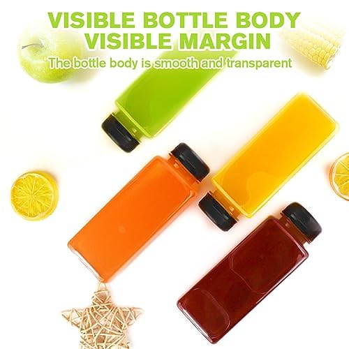 Leaflai 8oz Plastic Juice Bottles with Black Tamper-Proof Caps - 12 Pack
