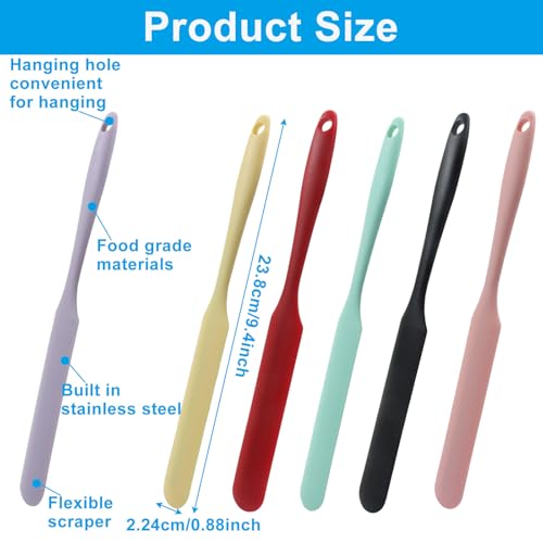 6-Pack Silicone Jar Spatulas - Non-Stick, Heat Resistant, 9.4 Inch